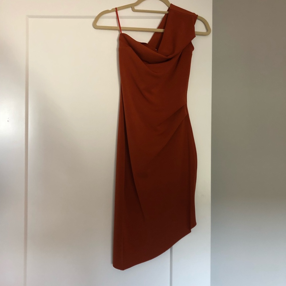 Cocktail Midi Dress in Burnt Orange